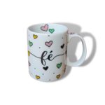 Caneca Porcelana Coração Fé 300 ml